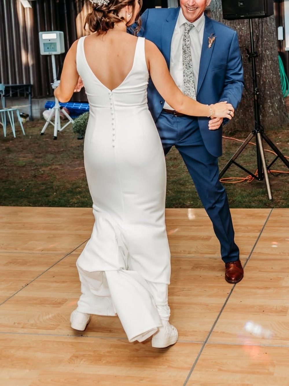 White Sleeveless Lace-Panel Wedding Dress - Picture 12 of 13
